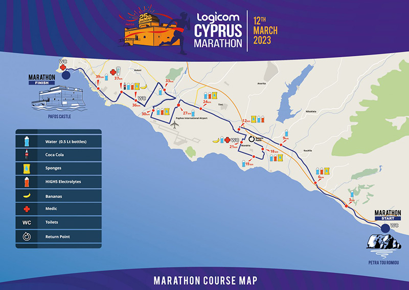 cyrpus marathon, half marathon and 10k course